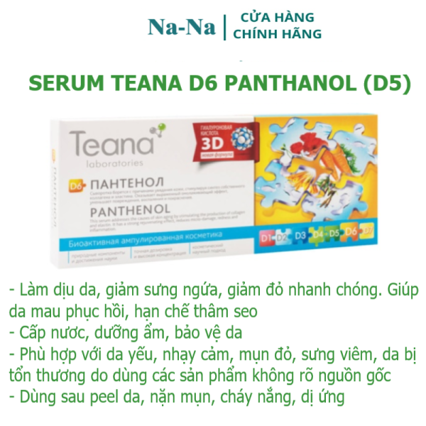 Serum Teana D6 Panthenol (B5) giup làm dịu, phục hồi, bảo vệ da