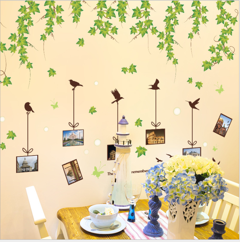 [HCM]Decal giấy dán tường lá cây và khung ảnh WD21