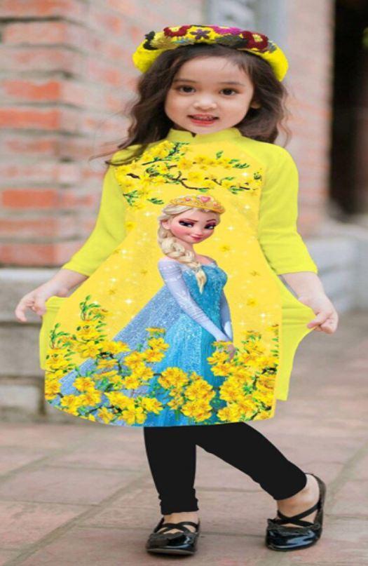 [HCM]ÁO DÀI CÁCH TÂN BÉ GÁI CÔNG CHÚA ELSA DỄ THƯƠNG ( TẶNG KÈM MẤN ĐỘI ĐẦU )