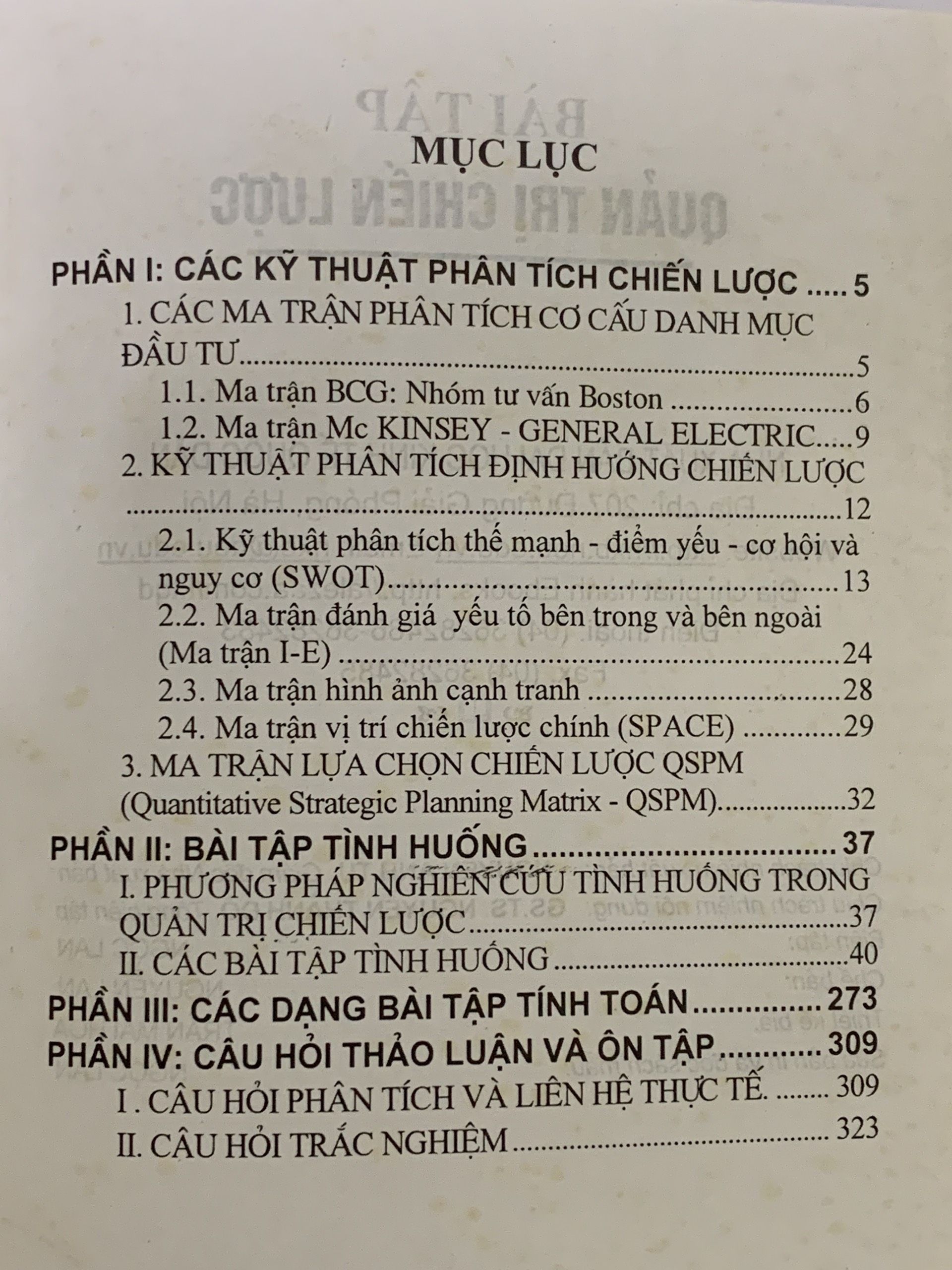 Bài Tập Quản Trị Chiến Lược ( Ngô Kim Thanh )