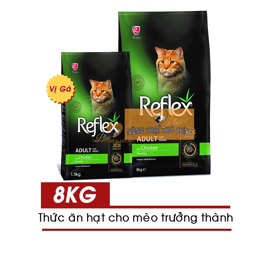 Hạt thức ăn cho mèo mọi lứa tuổi reflex plus - 8kg - vị gà - nôngtrạithúcưng.com