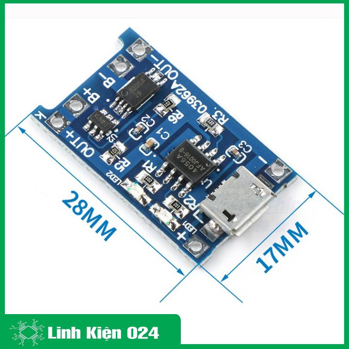 Module sạc pin TP4056 1A MICRO V2 - IC bảo vệ quá dòng quá áp