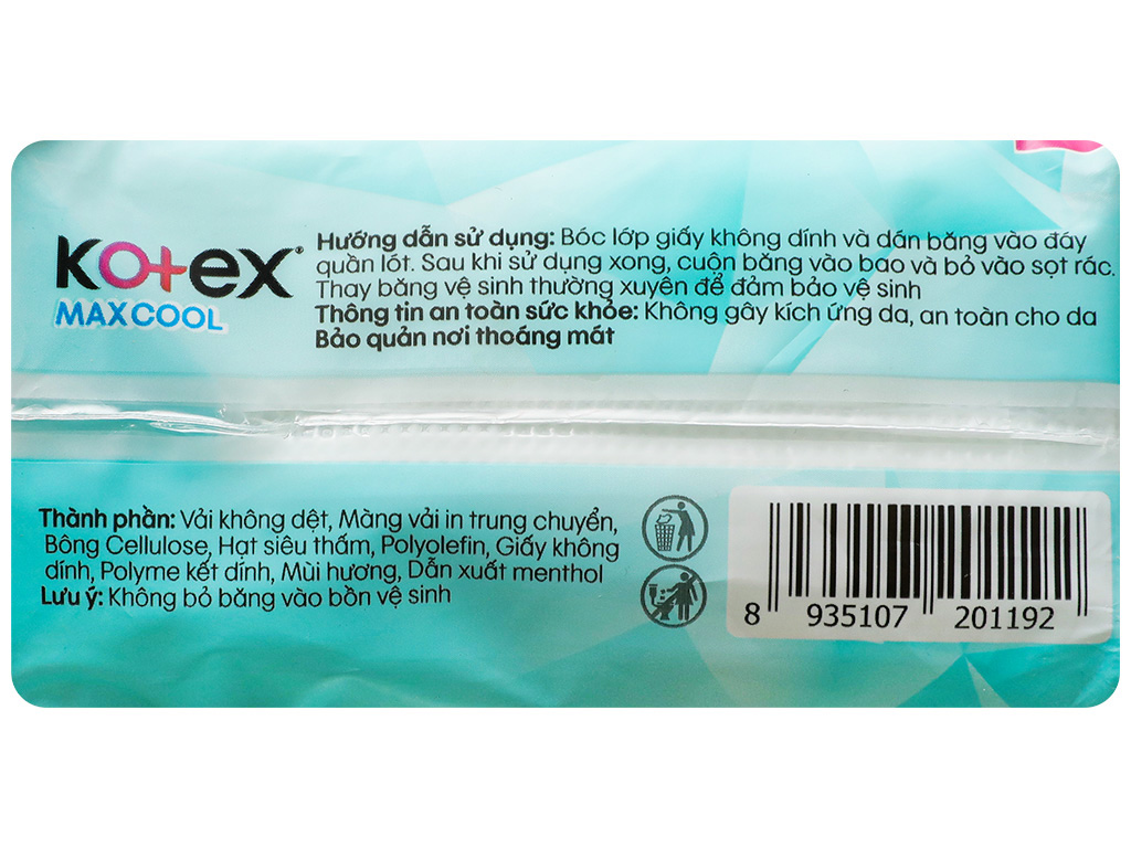 ( mẫu mới lavender) Băng vệ sinh Kotex Cool siêu mỏng cánh 8 miếng