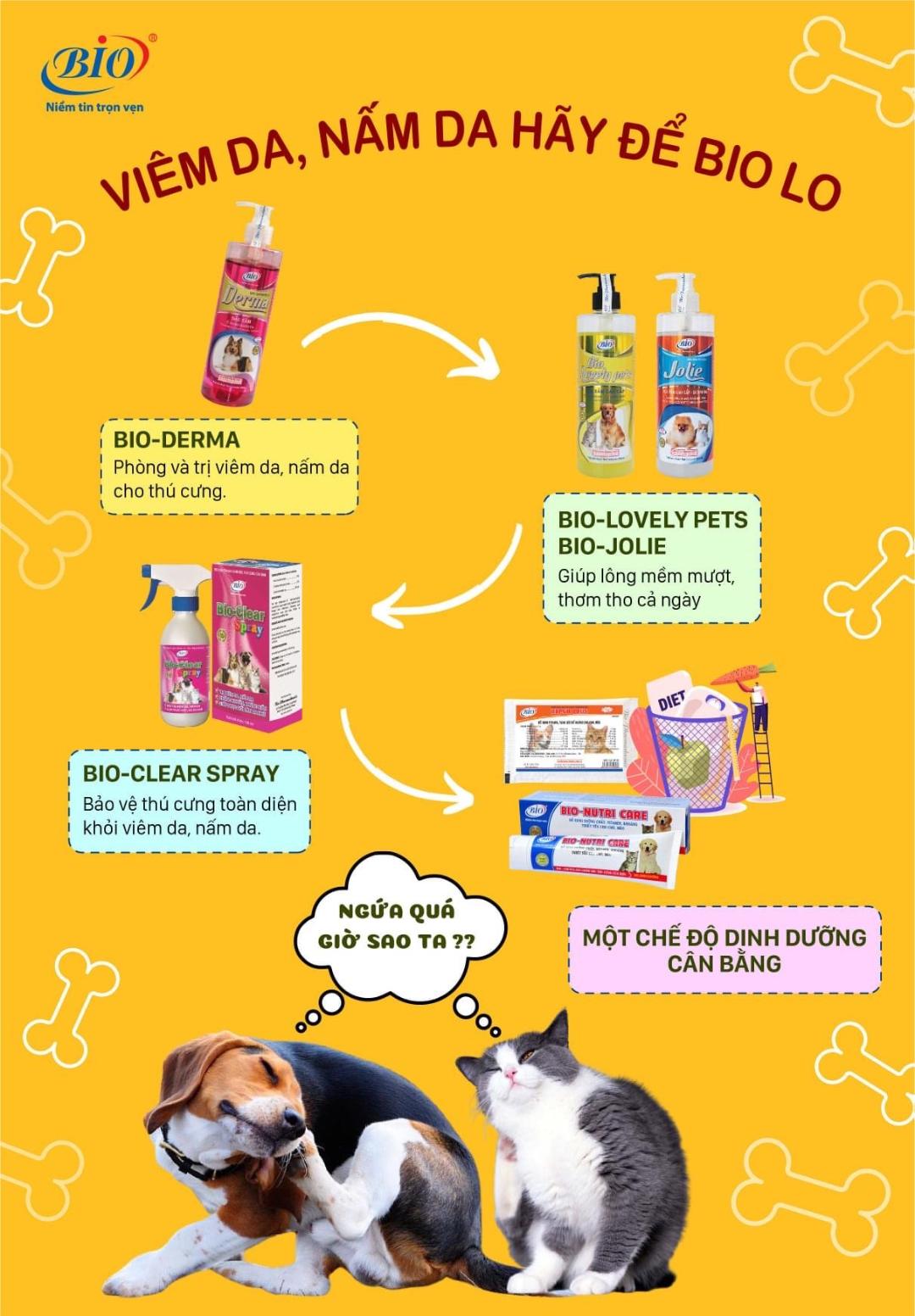 Chai xịt viêm da, nấm da chó mèo Bio Clear Spray (100ml)
