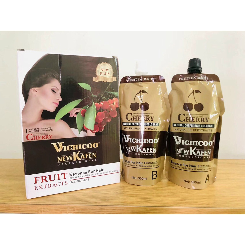 Nhuộm phủ bạc New Kafen Cherry Vichicoo chính hãng không dính da đầu không phai đỏ mùi thơm tự nhiên dễ chịu