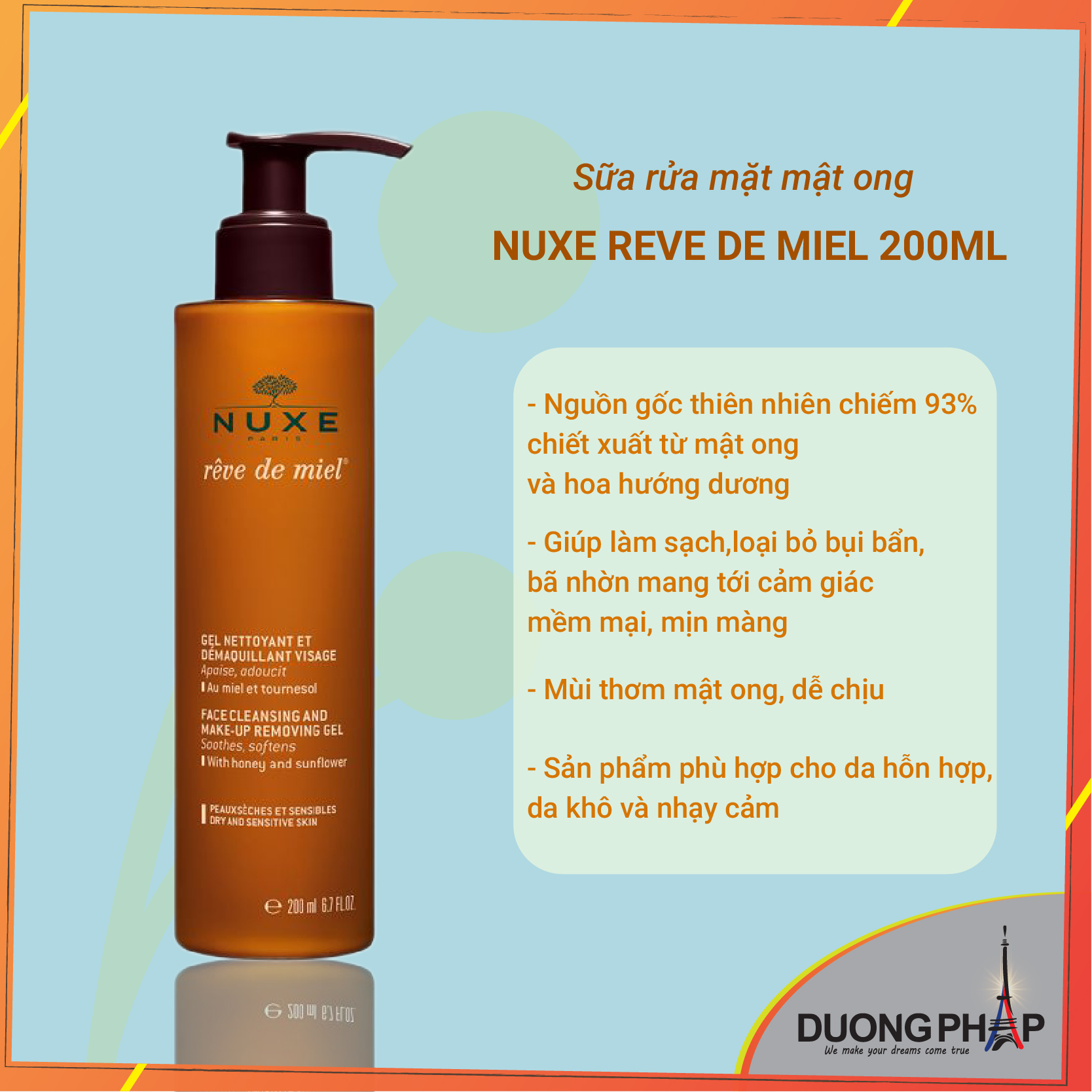 Gel rửa mặt Nuxe mật ong 200ml