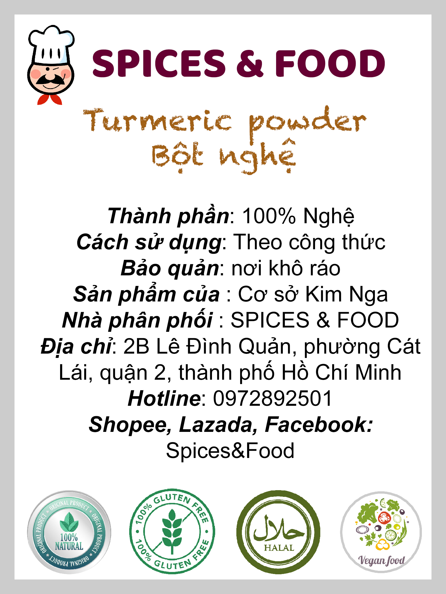 [Hũ 120ml] Turmeric powder - Bột nghệ thực phẩm ướp thịt cà ri