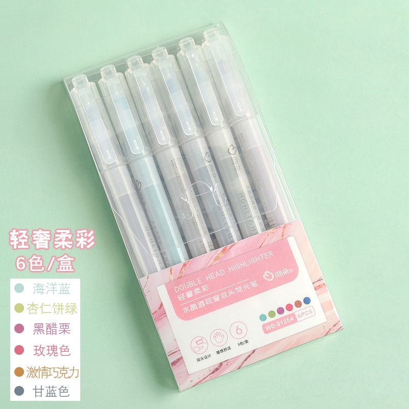 Bút dạ Highlighter Double Head bút đánh dấu hộp 6 cây