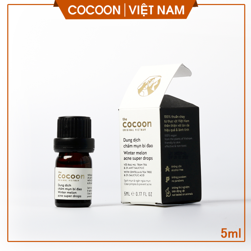 Dung dịch chấm mụn bí đao, loại bỏ mụn ẩn, mụn mủ, mờ vết thâm cocoon viet nam (winter melon acne super drops) 5ml giá rẻ