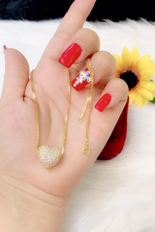 Dây chuyền mặt trái tim xi dát vàng 18k cao cấp