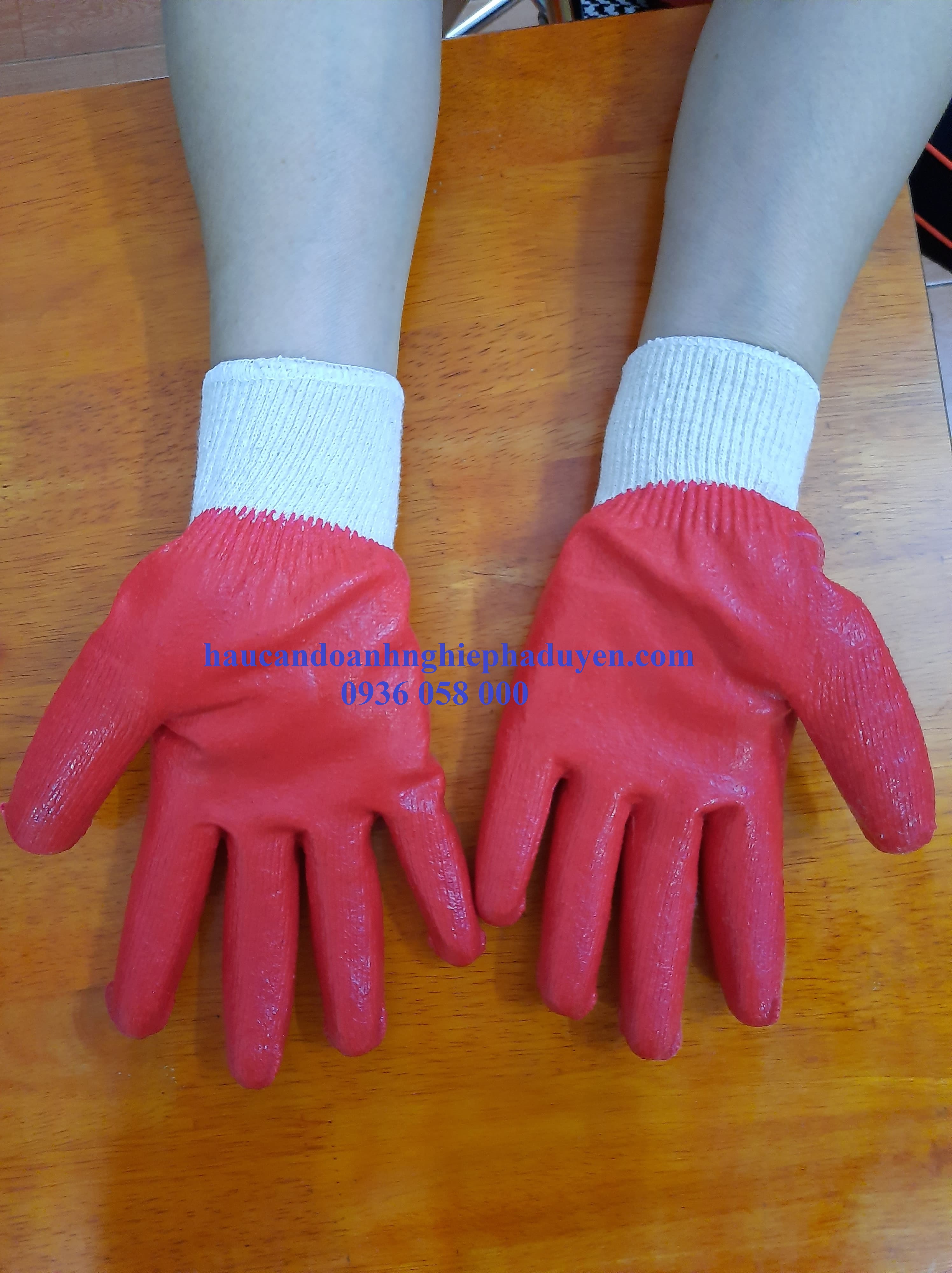 Găng tay phủ cao su đỏ 2 mặt xuất Hàn (Giá bán cho 5 đôi)