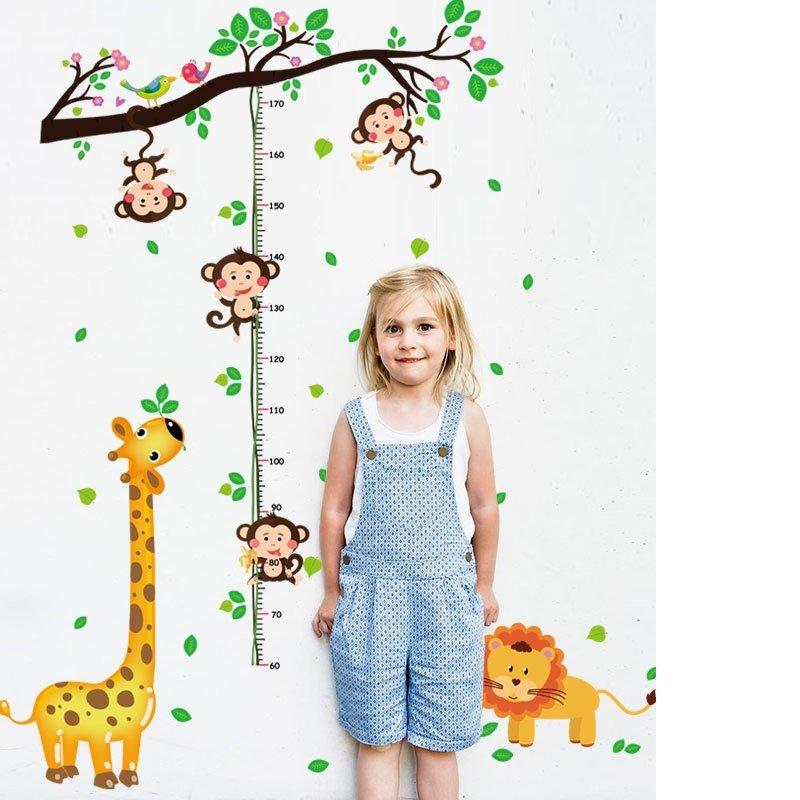 Decal dán tường đo chiều cao khỉ đu dây