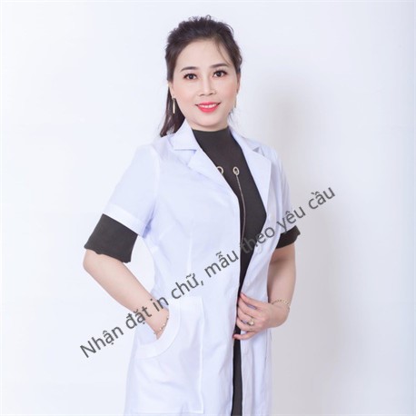 Áo blouse nữ tay cộc dáng dài cao cấp [áo blue bác sĩ, dược sĩ, phòng thí nghiệm, thẩm mỹ viện...]