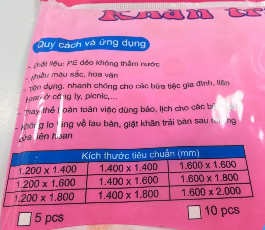 [FREESHIP] Khăn trải bàn ăn nilon dùng 1 lần - TÚI 10 KHĂN Ăn