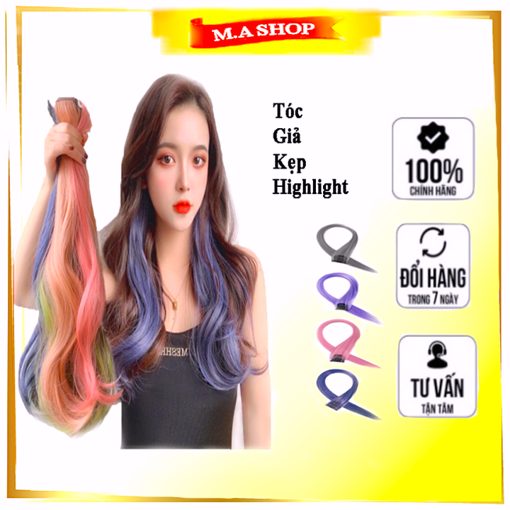 Tóc Giả Kẹp Hightlight - Tóc Giả Kẹp Light Cá Tính Màu Gradient Phong Cách Hàn Quốc
