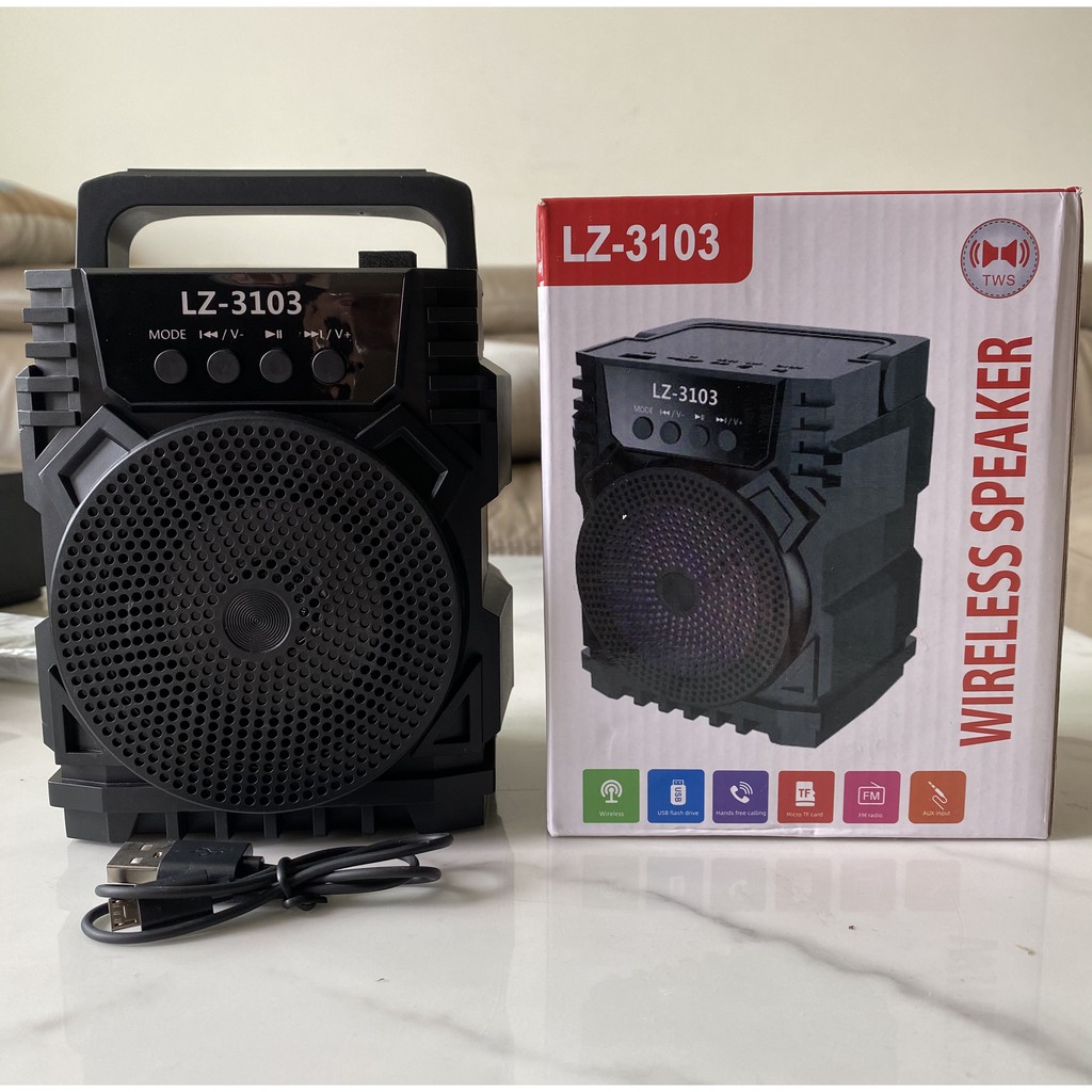 LOẠI TỐT-Loa Bluetooth Không Dây LZ-3103, Loa Nghe Nhạc Cầm Tay Di Động Nhỏ Gọn, Âm Thanh Chất Lượng Bass Trầm Ấm Kết Nối Usb,Thẻ Nhớ