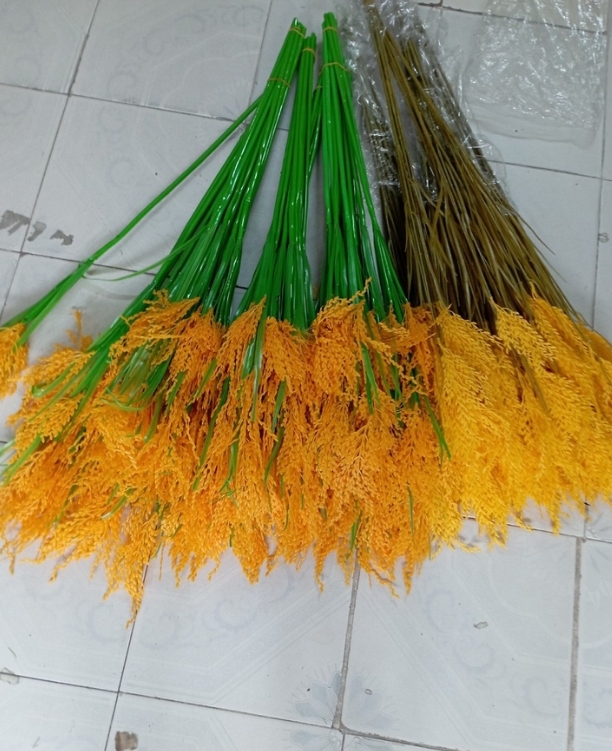 Cành lúa vàng trĩu bông size lớn-bông lúa giả decor - Thân lá vàng
