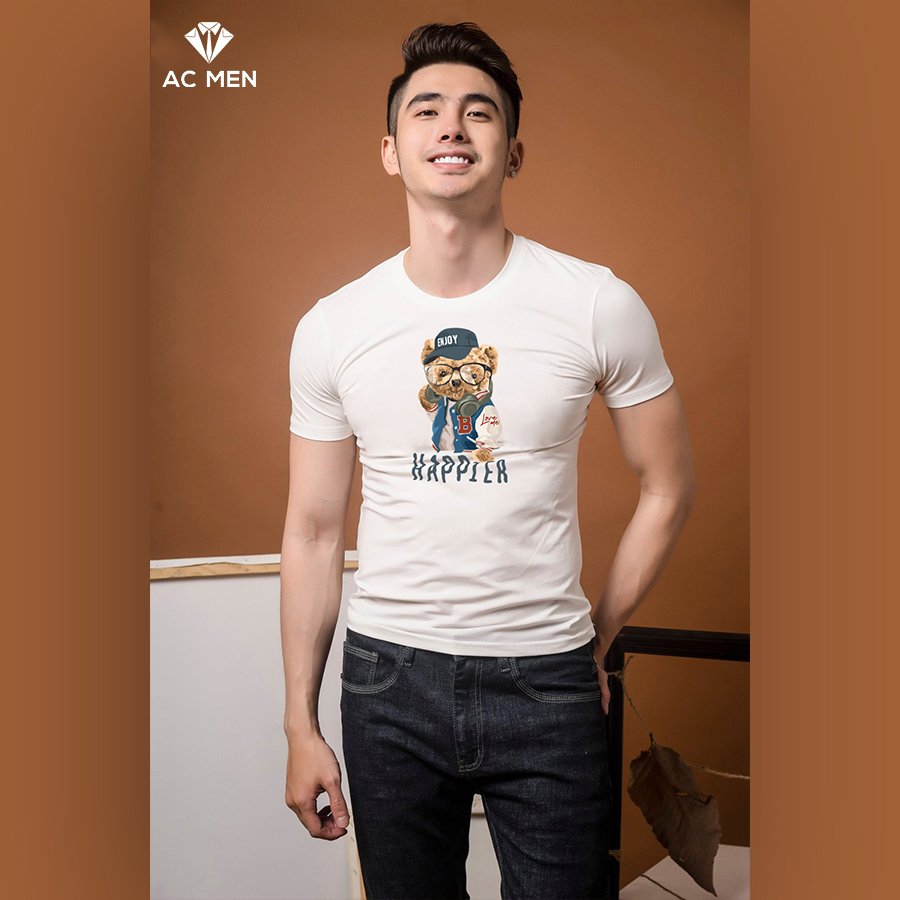 Áo Thun Nam In Hình Gấu HAPPIER - AC MEN