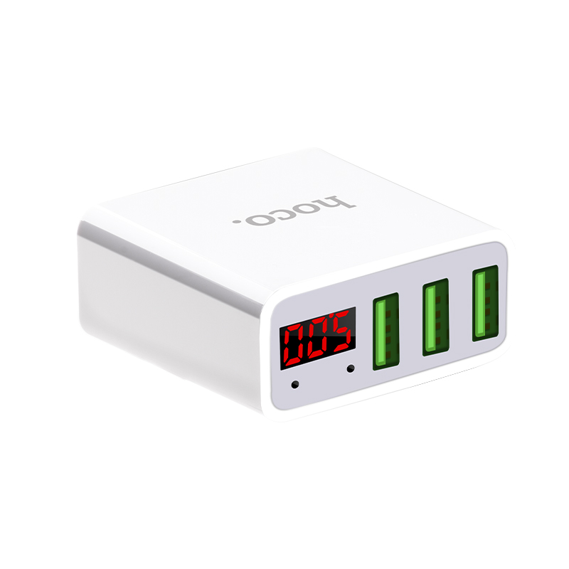 Củ sạc 3.0A có 3 cổng sạc và đồng hồ báo dòng HOCO C15