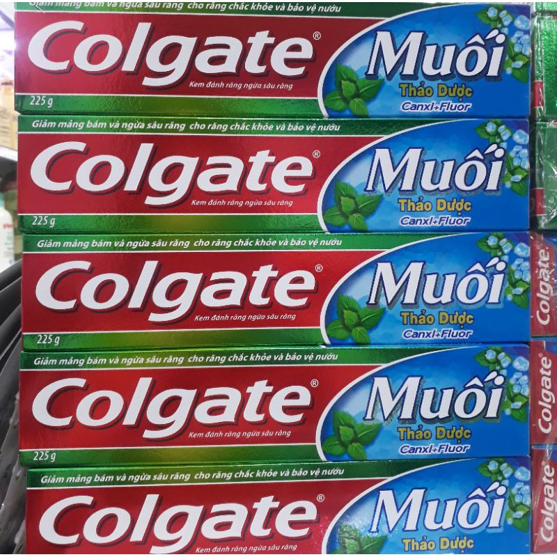 Hộp Kem đánh răng Colgate (225g /1 tuýp) muối thảo dược Canxi + Flour