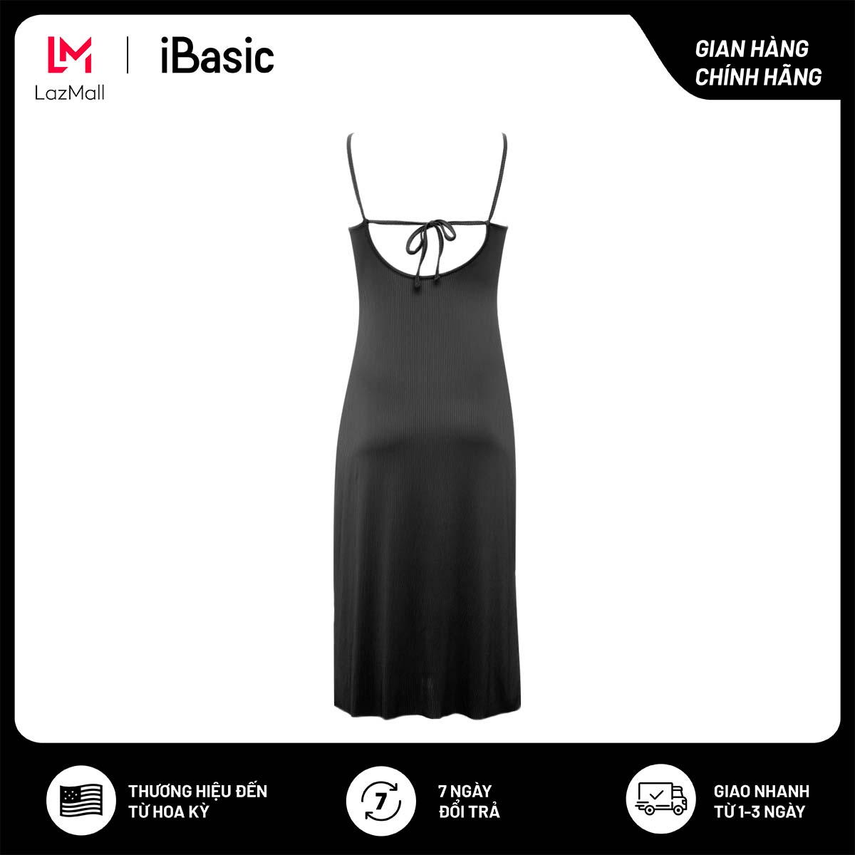 Đầm ngủ nữ hai dây lưng mở U iBasic SW061