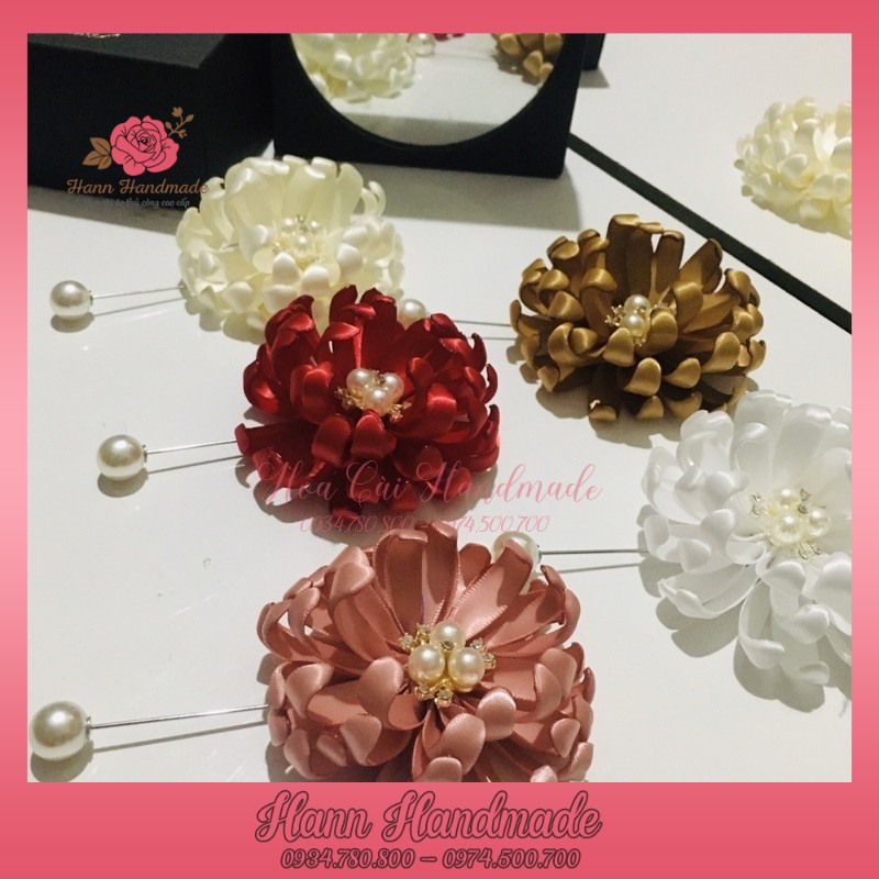 Sỉ Hoa Cài Áo Hoa Cúc Ruy Băng [HANN HANDMADE - Hoa cài áo, phụ kiện thời trang sỉ]