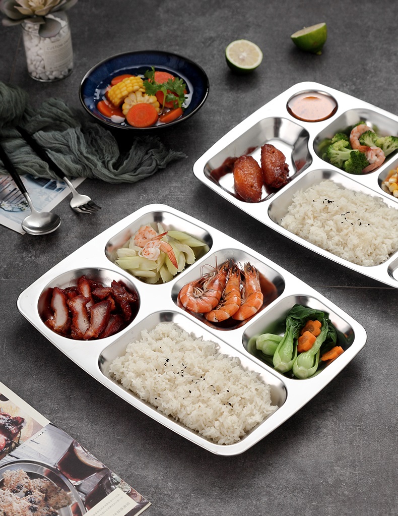 Khay Cơm Văn Phòng inox 304 6 Ngăn Tiện Dụng (Xước nhẹ)