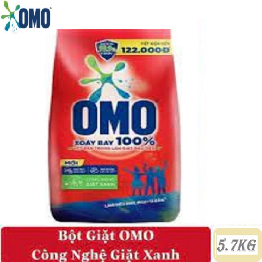 Bột giặt omo 5.7kg hệ bột thông minh mới công nghệ giặt xanh