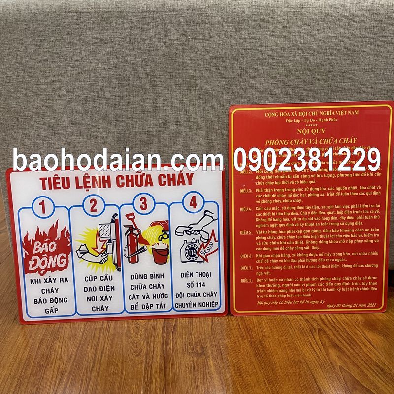 Bộ nội quy tiêu lệnh PCCC mica dán decal - 2022
