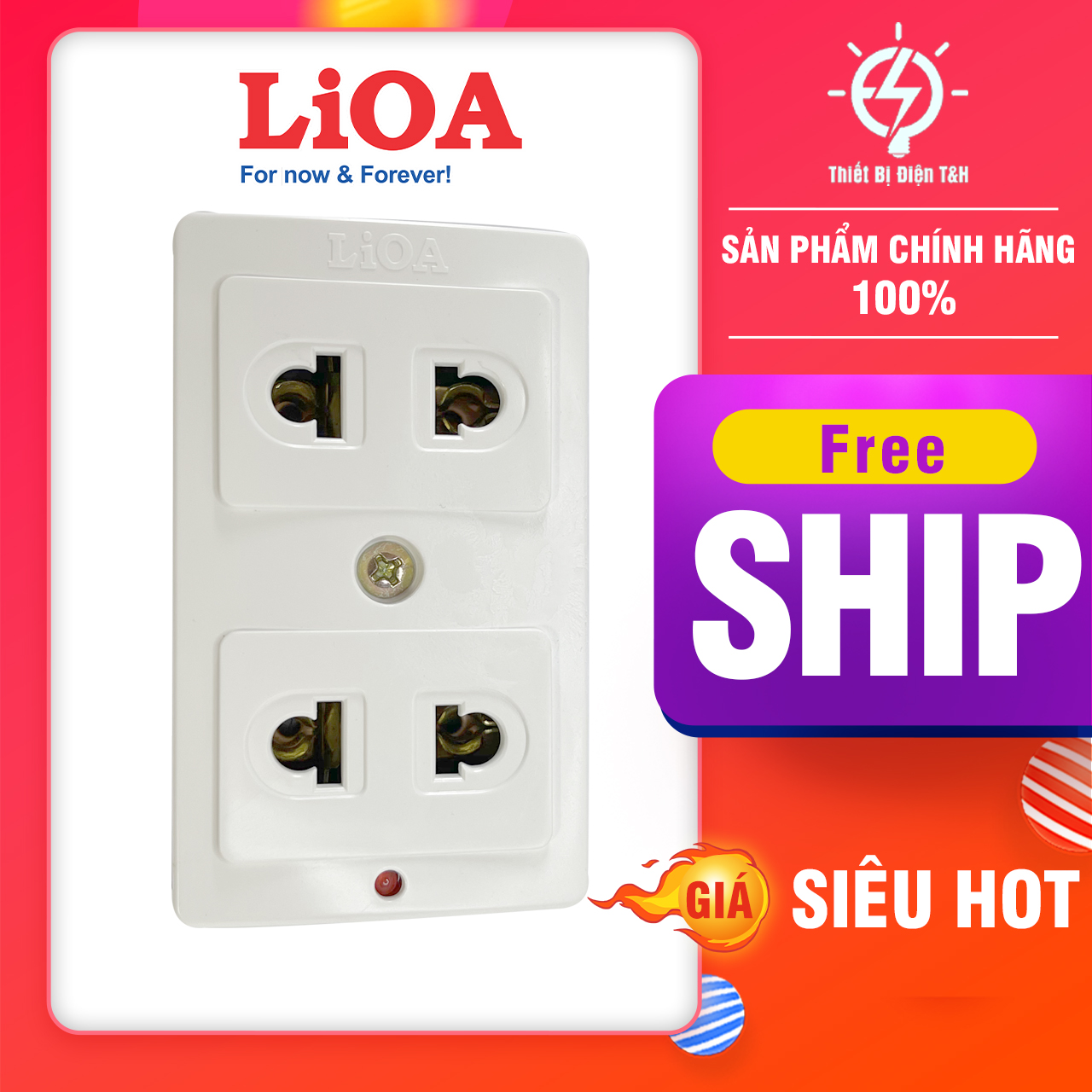 Ổ cắm điện nổi lioa, 2 ổ cắm, oc2kd