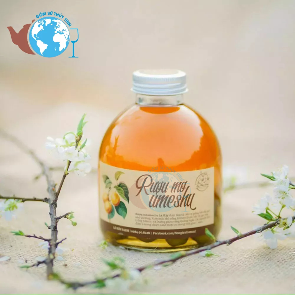 Chai thủy tinh lùn tròn nắp bạc 500ml / Chai 500ml / bình thủy tinh 500ml nắp vặn kín đựng nước detox