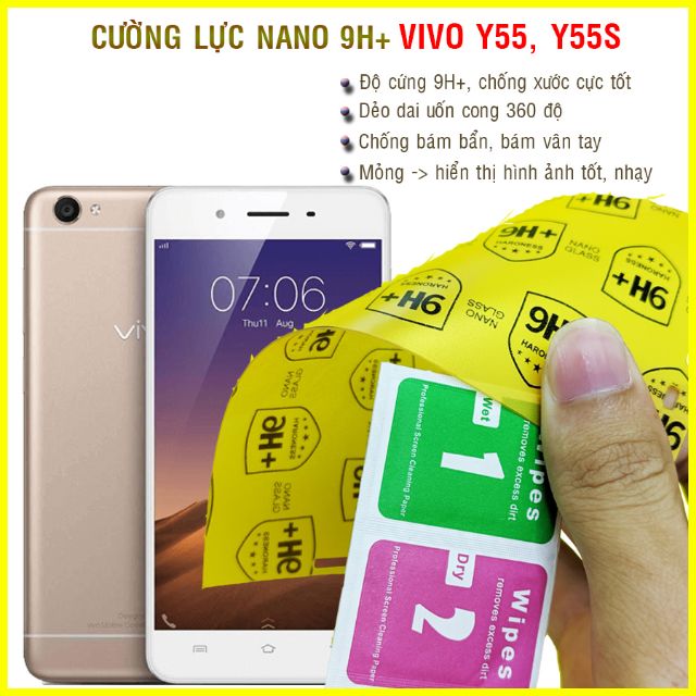 Dán cường lực dẻo nano vivo y55, vivo y55s