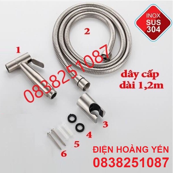 Vòi xịt vệ sinh Inox SUS 304 dây xịt dài 1,2m