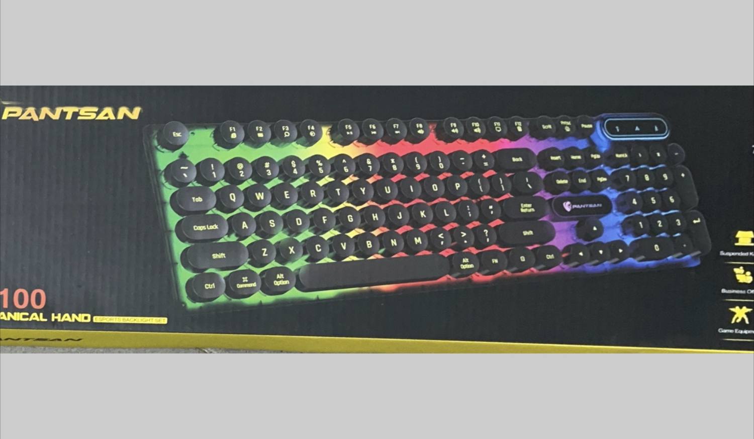 (Màu trắng) Bàn phím máy tính gaming giả cơ PANTSAN PK100 có dây nút tròn Led 7 màu chơi game và làm việc văn phòng