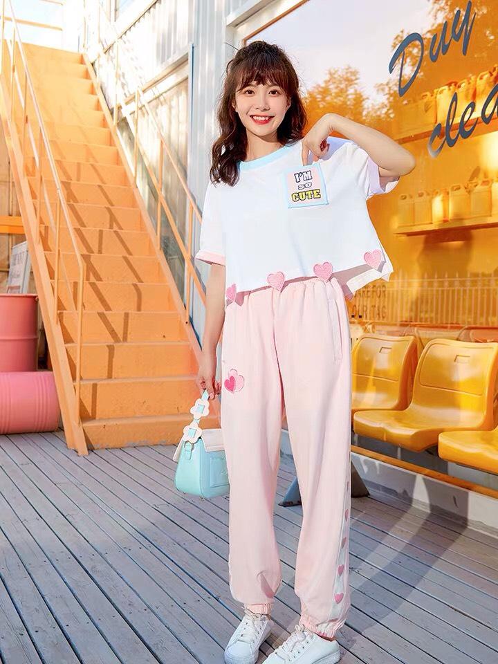 [HCM]Quần Nỉ Jogger Nữ Phối Tim