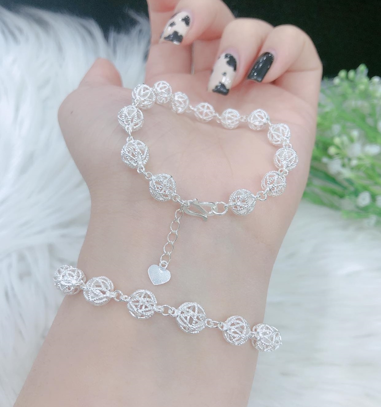 Lắc tay bạc bi cầu MS14