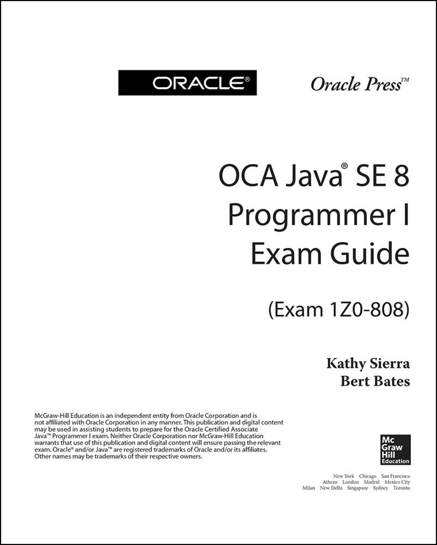 OCA Java SE 8 programmer I exam guide exam 1Z0-808
