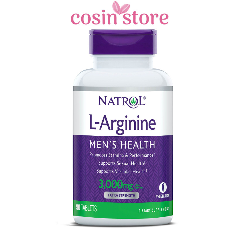 Viên uống Natrol L-Arginine Mens Health 3,000mg per serving Extra Strength 90 viên - tăng cường sức khỏe nam giới cao cấp