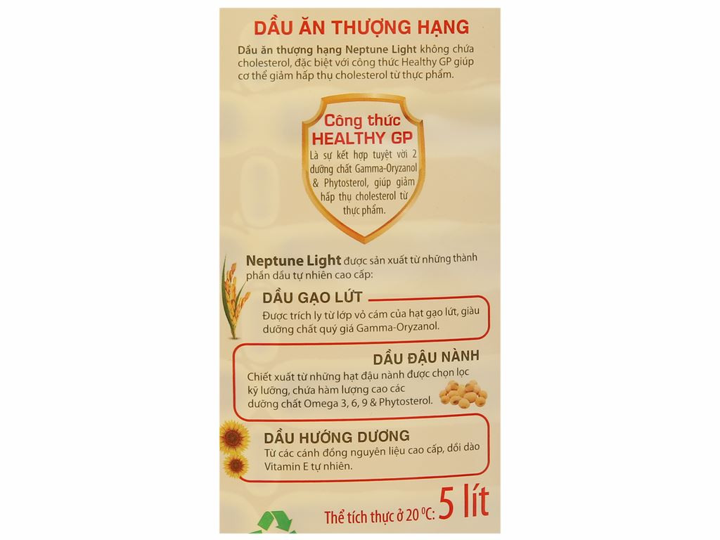 Dầu ăn thượng hạng Neptune Light can 5 lít