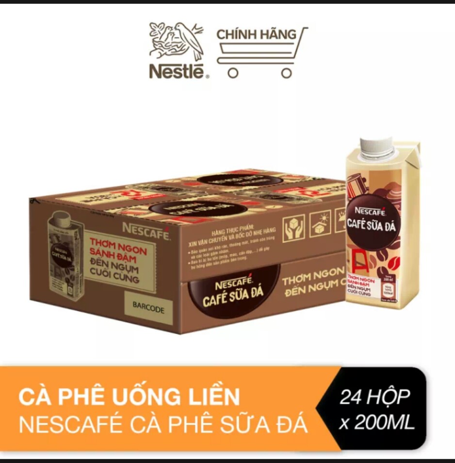 Thùng 24 hộp cà phê uống liền Nescafé cà phê sữa đá (hộp 200ml)