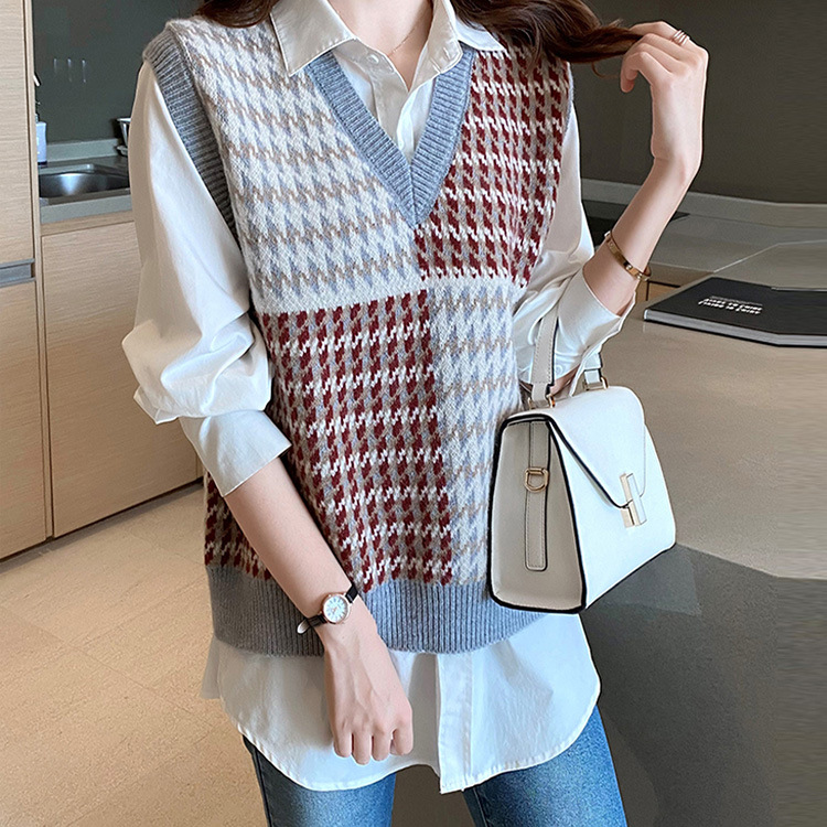 Áo Gile Len Nữ Hàn Quốc Phối Màu Siêu Xinh