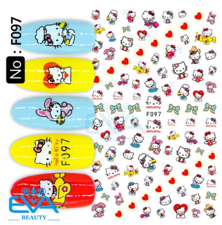 Miếng Dán Móng Tay 3D Nail Sticker Hoạt Hình Mèo Hồng Kity WG308