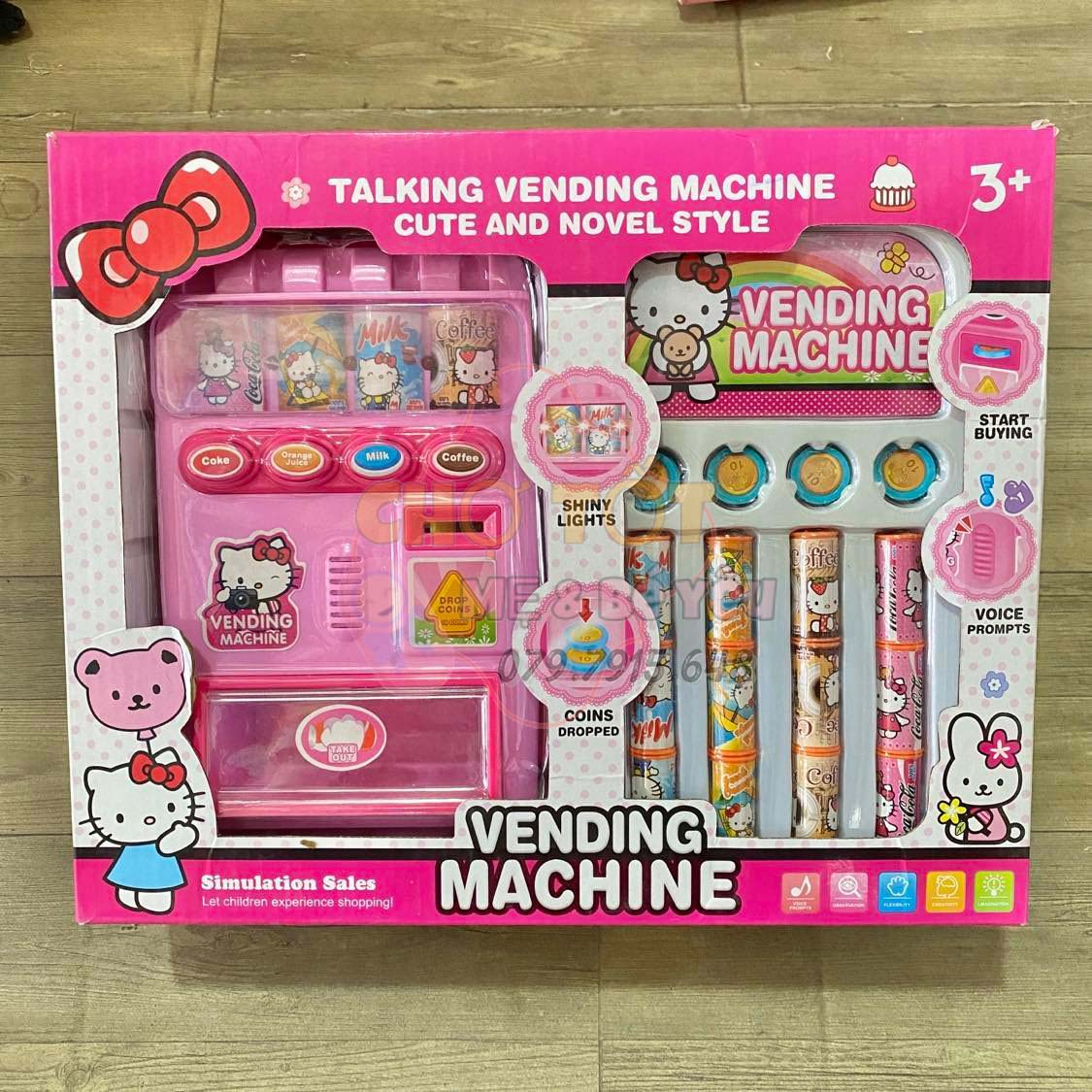 Đồ chơi máy bán nước ngọt tự động dùng pin có đèn và nhạc hello kitty