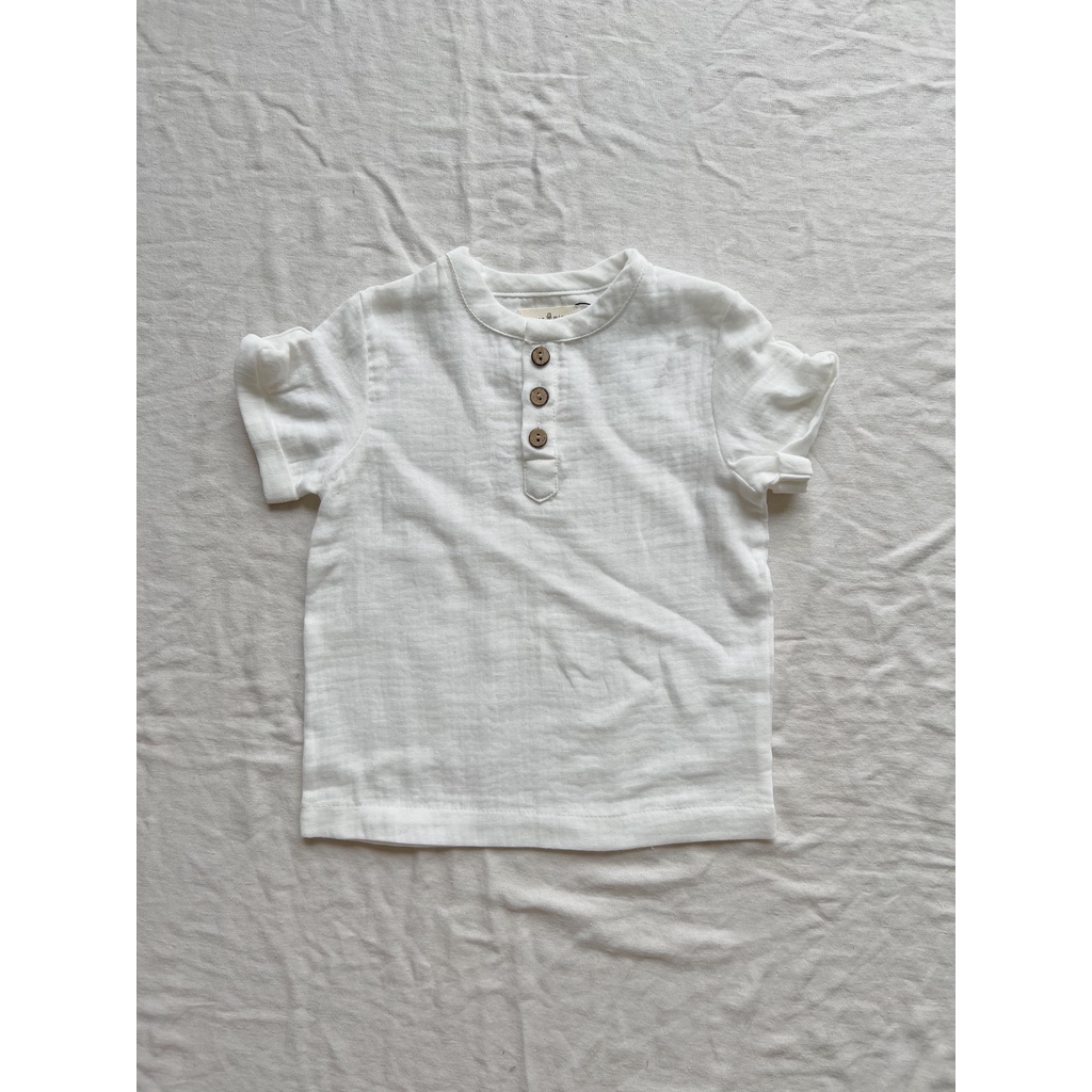 Muslin Leon Shirt Macro & Micro (Áo Nam Henley Vải Xô Cotton)
