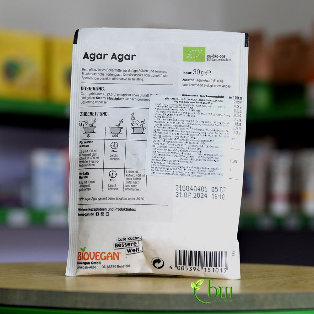 Bột rau câu hữu cơ Agar - Agar Biovegan