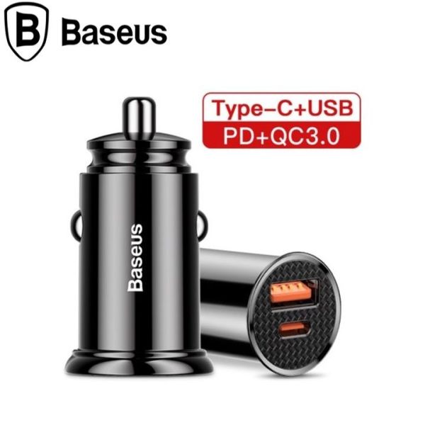 Tẩu sạc nhanh đa năng cho xe hơi, xe ô tô trang bị cổng Type-C và USB nhãn hiệu Baseus CCALL-AS01 Công suất 30W, Quick Charge 3.0 hỗ trợ PD