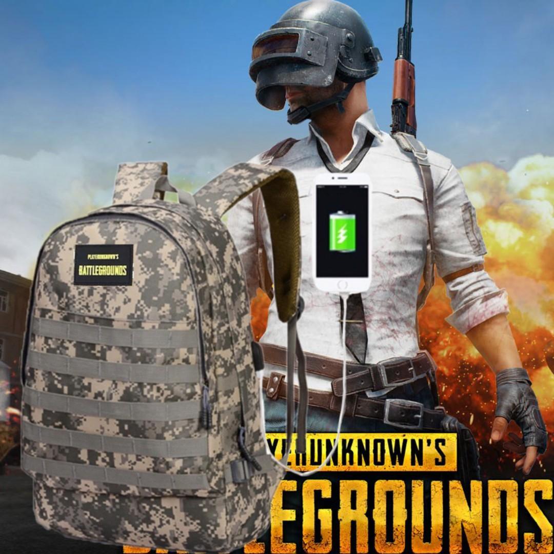 Balo L.ính/Pubg Kèm Cổng Sạc USB (Tặng Móc Khoá N.ón/Ch.ảo/S.úng Pubg) QC127