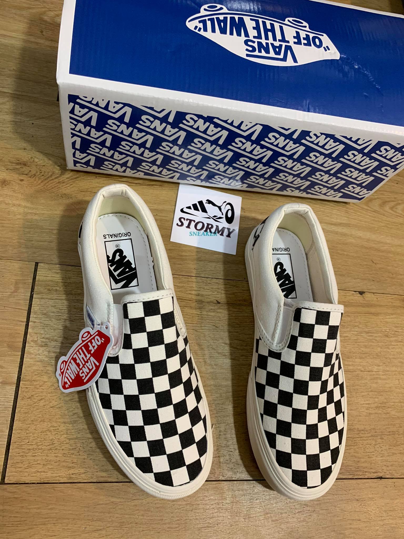 giay vans caro trắng đen nam nữ chuẩn 1:1