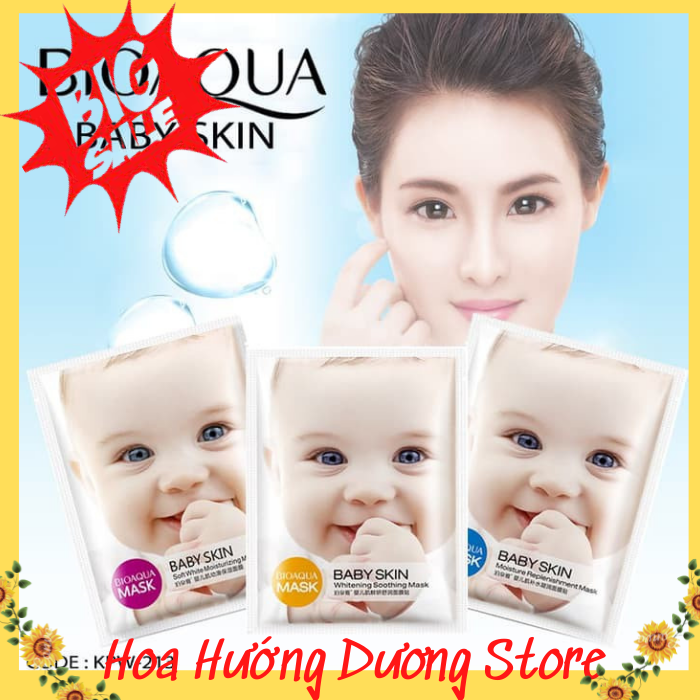 Combo 10 Miếng Mặt Nạ Baby Skin Bioaqua Đủ Màu dưỡng trắng da, làm mịn da cho da bạn mịn màng như da em bé