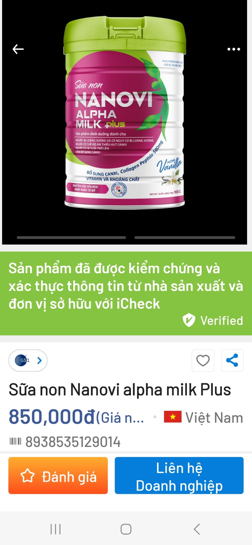 [900g/hộp, HSD 2027] Sữa Non Nanovi Alpha Milk.